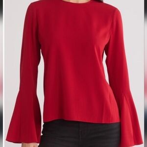 Frame Long Bell Sleeve Red Women's Blouse Size Small